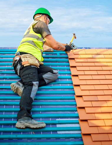 Roofer at work